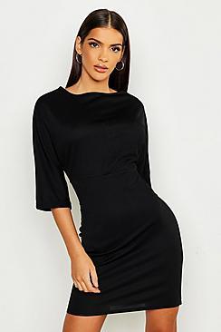Boohoo Batwing Turn Up Cuff Midi Dress
