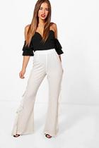 Boohoo Petite Frill Side Wide Leg Woven Trouser