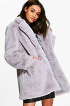 Boohoo Boutique Brooke Faux Fur Coat Grey