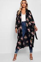 Boohoo Plus Floral Print Kimono Duster Jacket