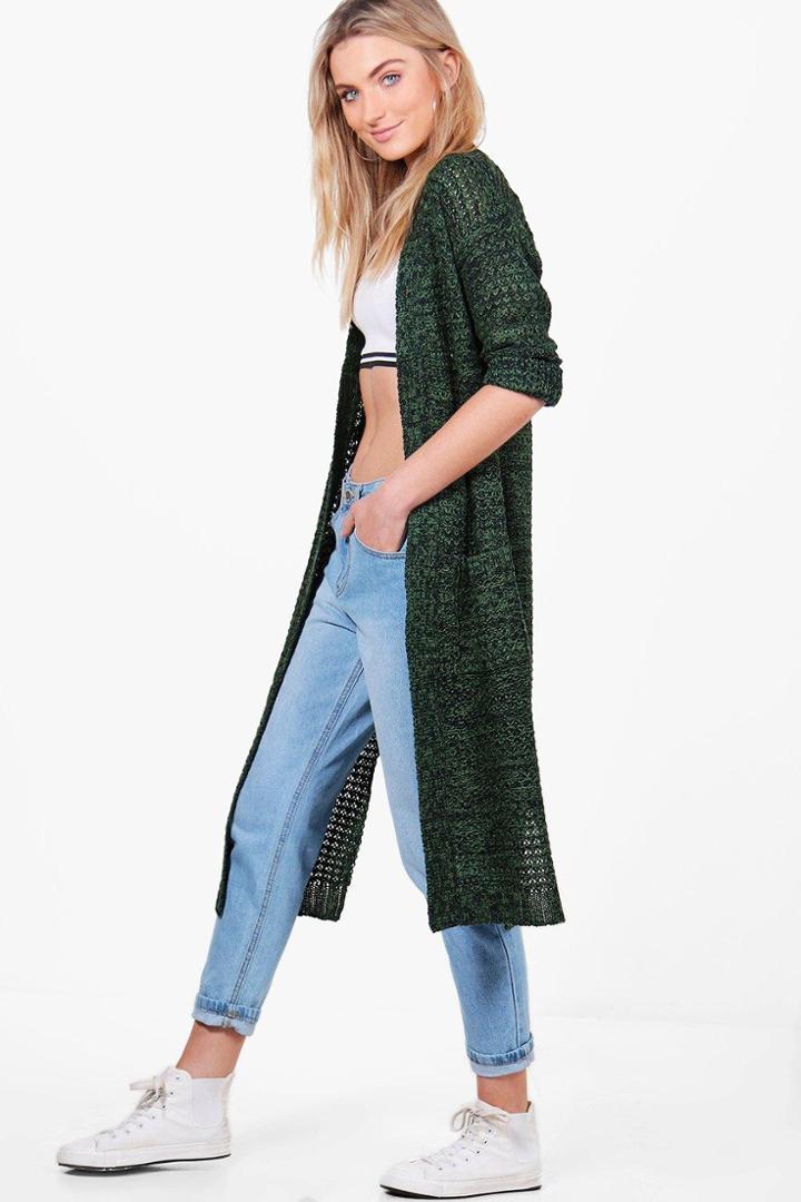 Boohoo Audrey Midi Cardigan Khaki