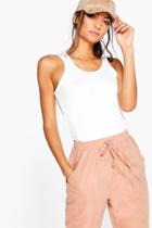 Boohoo Tall Daisy Ribbed Racer Front Tank Top Cream