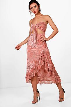 Boohoo Petite Ally Floral Bandeau Asymmetric Wrap Dress
