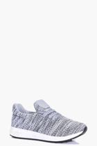 Boohoo Millie Knitted Lace Up Trainer Grey