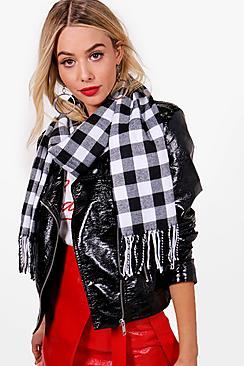 Boohoo Maria Large Mono Check Scarf