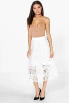 Boohoo Honer Boutique Crochet Lace Midi Skirt Ivory