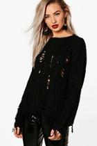Boohoo Distressed Cable Jumper