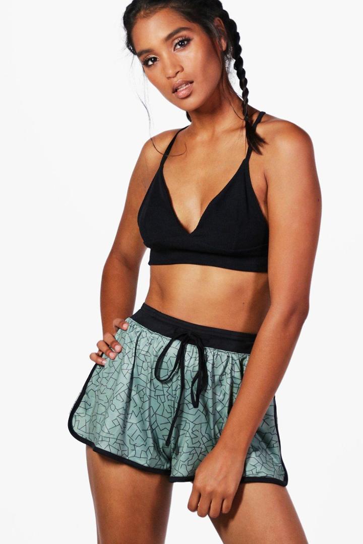 Boohoo Amy Fit Running Shorts Khaki