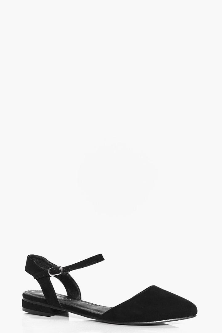 Boohoo Frankie Pointed Two Part Open Back Flat Black
