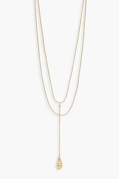 Boohoo Wrapped Stone Plunge Layered Necklace