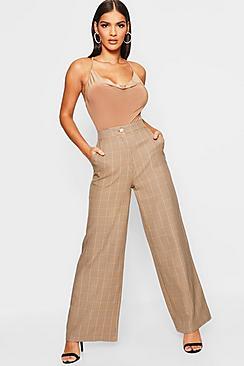 Boohoo Tonal Check Wide Leg Trouser