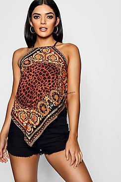 Boohoo Charlotte Animal Scarf Print Cami