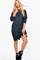 Boohoo Freya Distressed Hem Jumper Dress Grey