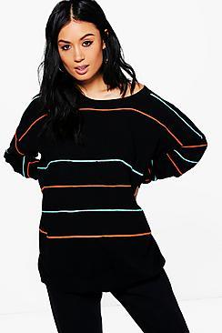 Boohoo Emilia Stripe Slouchy Jumper
