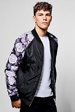Boohoo Bomber Jacket With Rose Raglan Sleeves