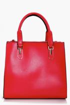 Boohoo Hope Statement Strap Mini Tote Cross Body Bag Red