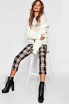 Boohoo Tartan Check Tapered Trouser