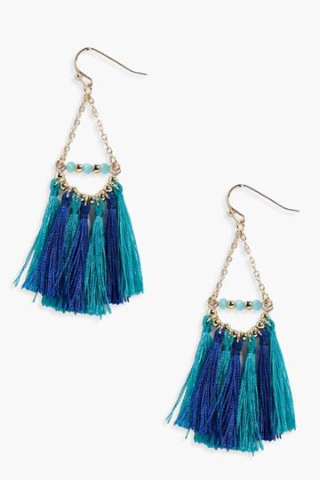 Boohoo Sophie Tassel Earrings Blue
