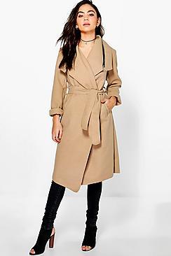 Boohoo Aaliyah Zip Shawl Collar Coat