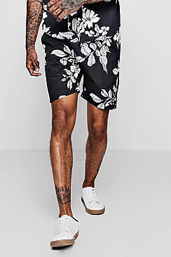 Boohoo Leaf Print Drawstring Short