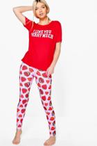 Boohoo Lilly I Like You Berry Much Jogger And Tee Red