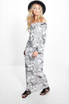 Boohoo Maddie Paisley Printed Off Shoulder Maxi Dress Multi