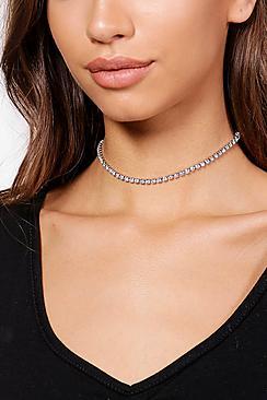 Boohoo Abbie Skinny Diamante Choker
