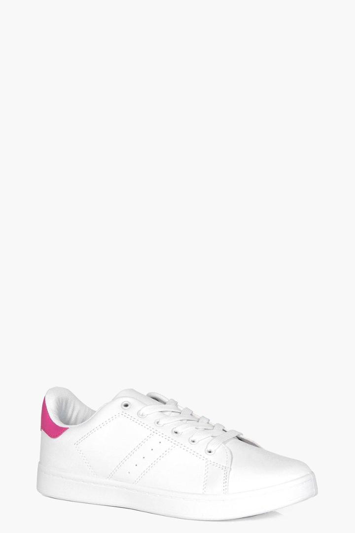 Boohoo Olivia Colour Tab Back Trainer Fuchsia