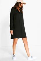 Boohoo Tall Gemma Oversized Shirt Dress Black