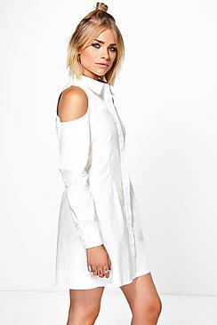 Boohoo Allie Sleeveless Lace Up Back Shirt Dress