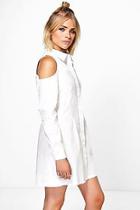Boohoo Allie Sleeveless Lace Up Back Shirt Dress