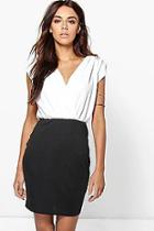 Boohoo Lara Contrast Colour Wrap Dress