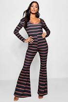 Boohoo Niamh Stripe Flared Leg Jumpsuit