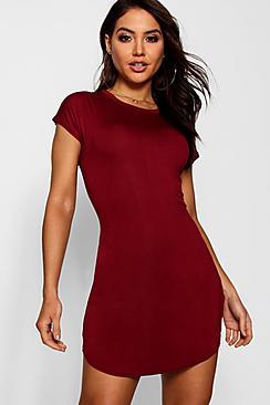 Boohoo Basic Curved Hem T-shirt Dress
