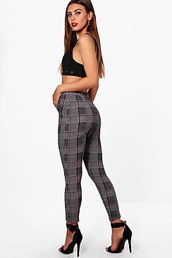 Boohoo Petite Poppy Check Cigarette Trouser