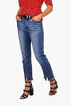 Boohoo Jasmine Seam Front Straight Leg Jeans