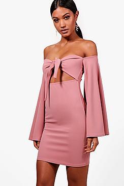 Boohoo Flared Sleeve Bodycon Dress