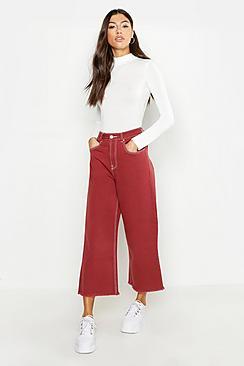 Boohoo Tall Contrast Stitch Wide Leg Culotte