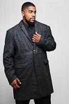 Boohoo Big And Tall Wool Mix Check Overcoat