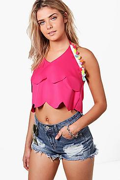 Boohoo Julia Scallop Hem Trim Crop