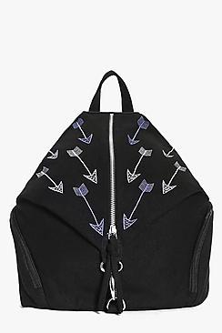 Boohoo Annie Arrow Embroidered Triangle Backpack