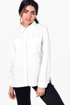 Boohoo Scarlett Scallop Collar Shirt Ivory