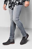 Boohoo Grey Cropped Jeans In Spray On Skinny Fit