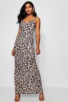 Boohoo Leopard Print Strappy Jersey Maxi Dress