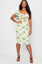 Boohoo Rosie Lemon And Polka Dot Ruffle Midi Dress