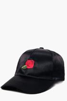 Boohoo Rose Embroidered Cap Black