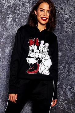 Boohoo Disney Minnie & Daisy Print Hoody