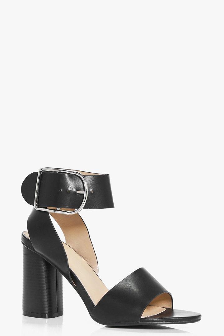 Boohoo Jess D Buckle Block Heel Sandal Black