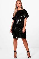 Boohoo Plus Vanessa V Neck Sequin Shift Dress