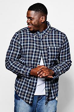 Boohoo Big And Tall Blushed Check Shirt Zip Detail